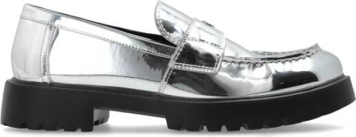 TORY BURCH Metallic Eco Leren Loafers Ronde Neus Gray Dames