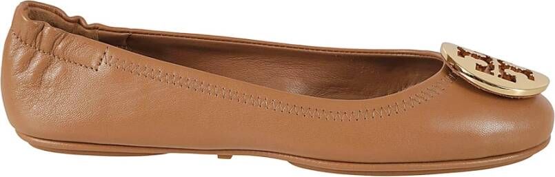 TORY BURCH Metalen Logo Ballet Flats Brown Dames