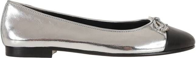 TORY BURCH Metallic Leren Ballerina's Verhogen Stijl Gray Dames