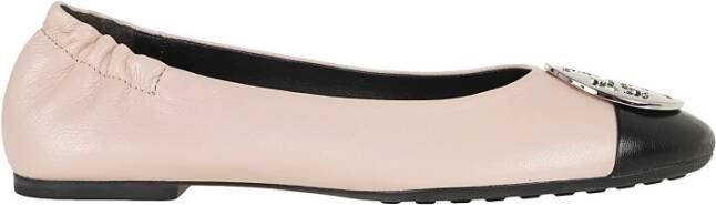 TORY BURCH Nude Leren Ballerina Elegante Stijl Pink Dames