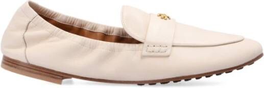 TORY BURCH Roomkleurige Suède Loafers Gouden Logo Beige Dames