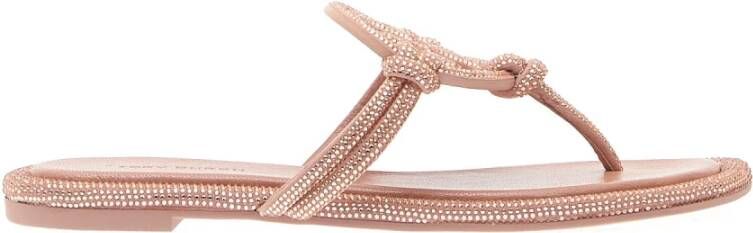 TORY BURCH Roze Kristalversierde Leren Sandalen Pink Dames