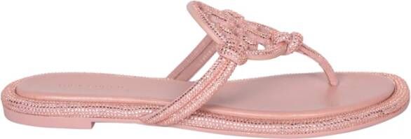 TORY BURCH Roze Kristalversierde Leren Sandalen Pink Dames