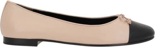 TORY BURCH Roze Leren Ballerina Platte Schoenen Beige Dames