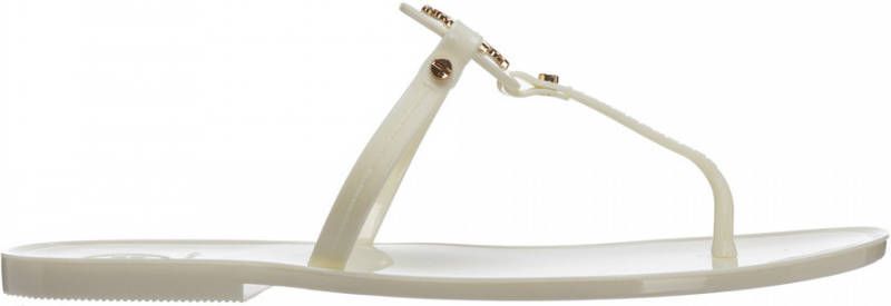 TORY BURCH Iconische Goudkleurige Double T Rubberen Slippers White Dames