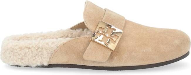 TORY BURCH Shearling Mule Instap Schoen Brown Dames