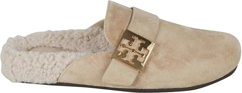 TORY BURCH Shearling Mule Sandalen Beige Dames