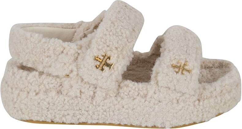 TORY BURCH Shearling Sport Sandalen in Beige Dames