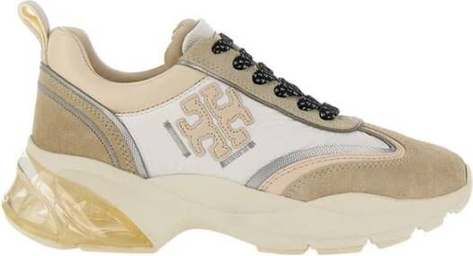 TORY BURCH Witte Vetersneakers met Handtekening T-Motief White Dames