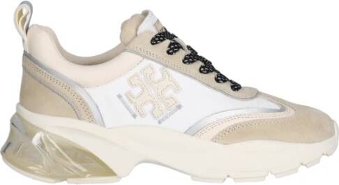 TORY BURCH Witte Vetersneakers met Handtekening T-Motief White Dames