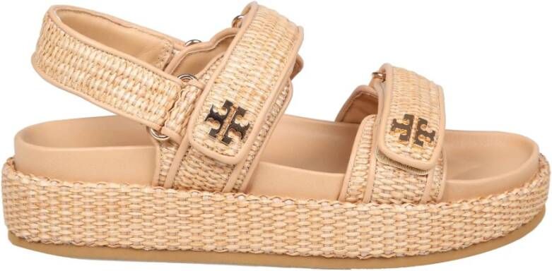 TORY BURCH Sportieve Raffia Sandalen Natuurlijke Kleur Beige Dames