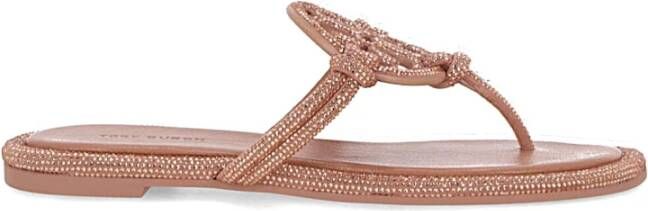 TORY BURCH Roze Kristalversierde Leren Sandalen Pink Dames