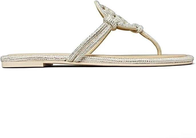 TORY BURCH Grijze Sandalen met Kristalversiering Gray Dames