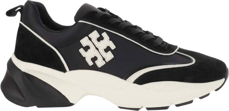 TORY BURCH Zwarte Sneakers Kleurblok Ontwerp Dubbele T Black Dames