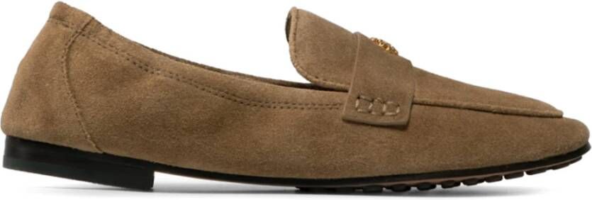 TORY BURCH Suede Loafers voor stijlvolle voeten Brown Dames