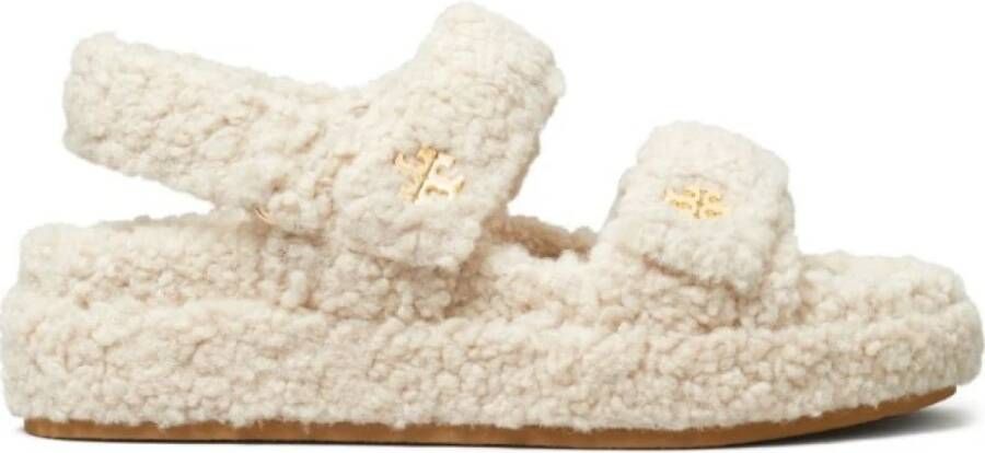 TORY BURCH Shearling Sport Sandalen in Beige Dames