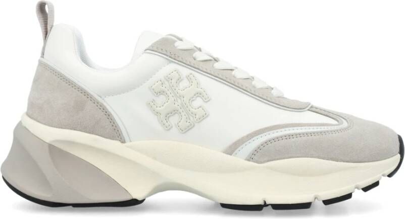 TORY BURCH Witte Leren Sneakers met Fossilsteen White Dames