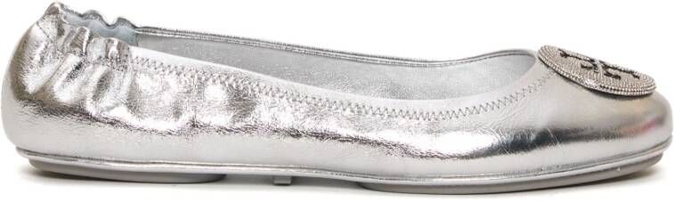 TORY BURCH Zilveren Ballerina Schoenen met Micro Strass Gray Dames