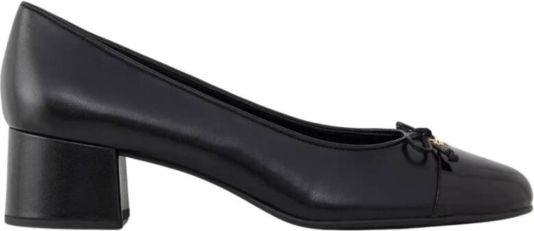 TORY BURCH Zwarte leren strikdetail middelhakpompen Black Dames