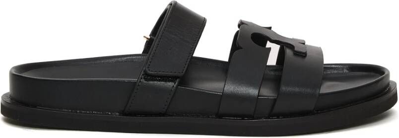 TORY BURCH Zwarte Leren Slide Sandalen Black Dames