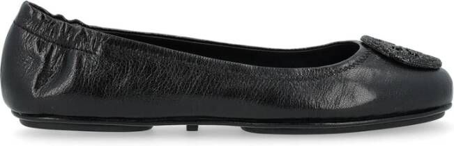 TORY BURCH Zwarte Minnie Leren Ballerina Black Dames