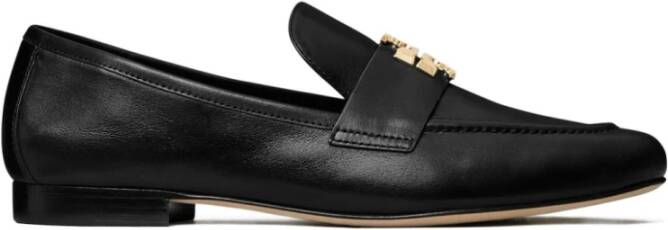 TORY BURCH Zwarte platte schoenen met dubbele T Black Dames