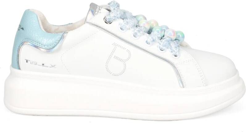 Tosca Blu Witte leren sneakers met veelkleurige ballen White Dames