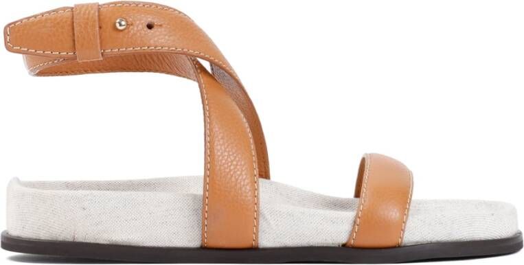 TotêMe Bruine Leren Chunky Sandalen Brown Dames