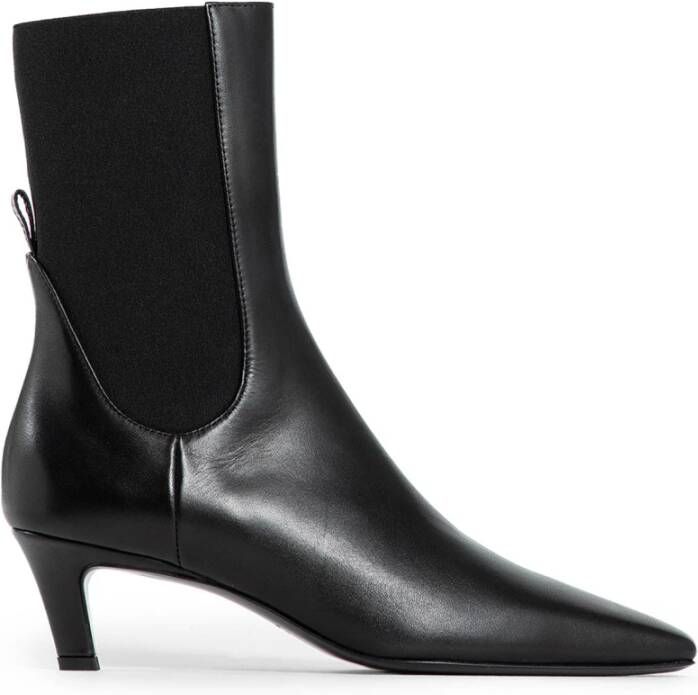 TotêMe Zwarte Leren Mid Heel Laars Black Dames