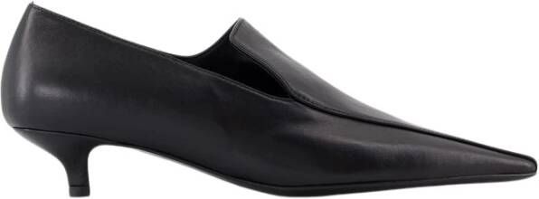 TotêMe Zwarte leren puntige loafers Black Dames