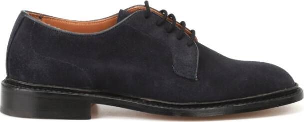 Tricker's Blauwe Suède Derby Schoenen Blue Heren