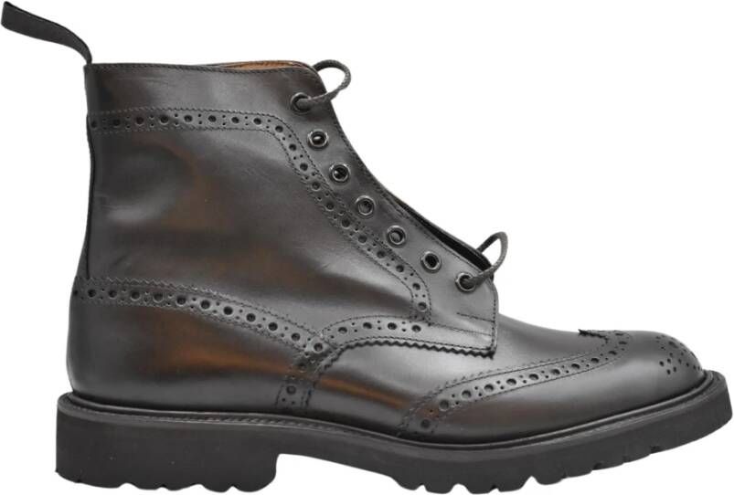 Tricker's Bruine Brogue Platte Schoenen Espresso Brown Heren