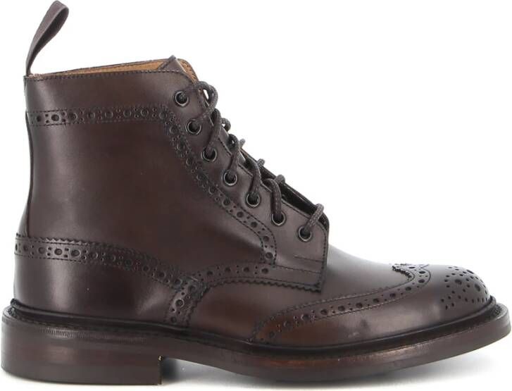 Tricker's Bruine lederen Brogue enkellaarsjes Brown Heren