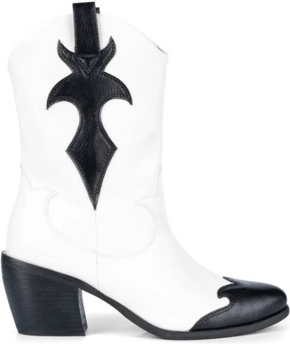 Twinset Bicolor Kunstleren Cowboy Laarzen White Dames