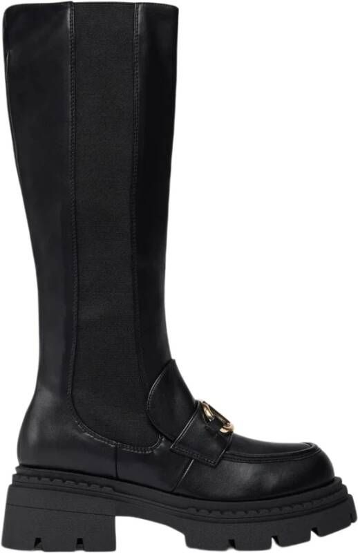 Twinset Hoge laars Slip On van glad synthetisch leer Black Dames