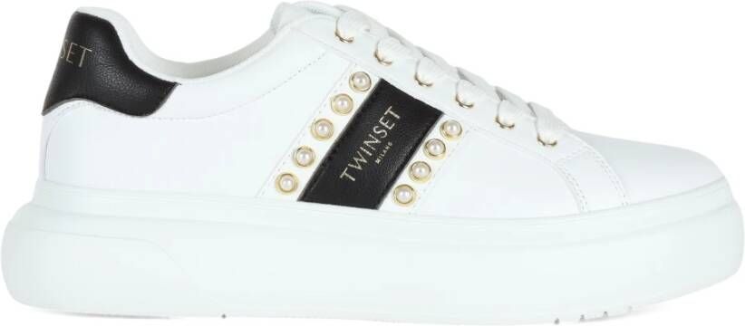 Twinset Eco-leren Sneakers met Decoratieve Details White Dames