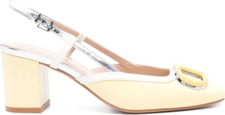 Twinset Gele Slingback Sandalen met Logo Plaque Beige Dames