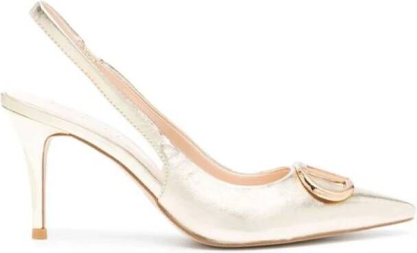 Twinset Gouden leren slingback hakken Yellow Dames