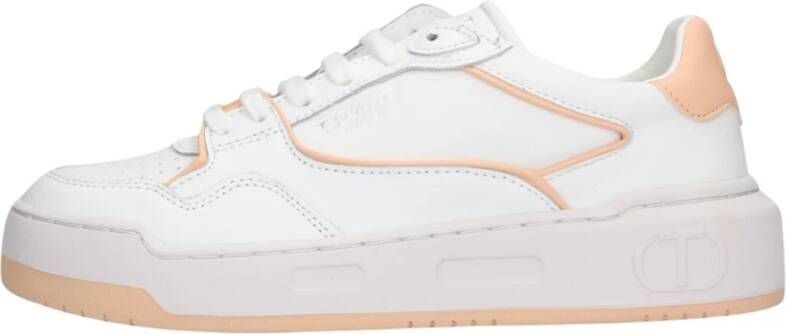 Twinset Lage Sneakers met Roze Accenten White Dames