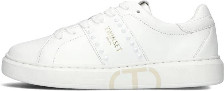 TWINSET MILANO Lage Sneakers Dames 241tcp014 Maat: 41 Materiaal: Leer Kleur: Wit