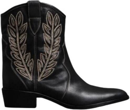 Twinset Leren Geborduurde Cowboy Laarzen Black Dames