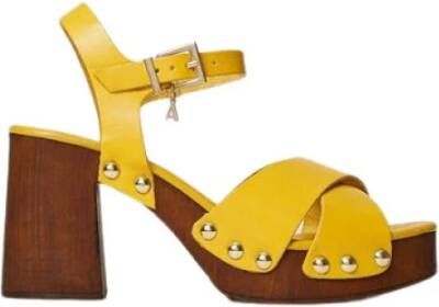 Twinset Leren Klompsandalen Yellow Dames