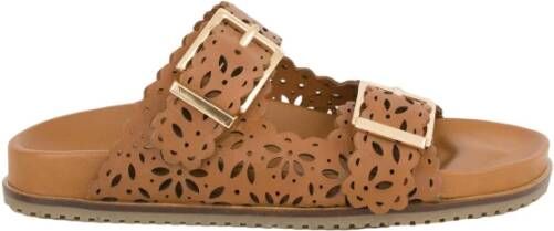 Twinset Leren Laser-Cut Hak Sandaal Brown Dames