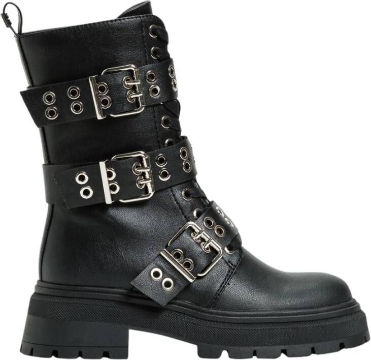 Twinset Leren sneakers met rubberen zool Black Dames