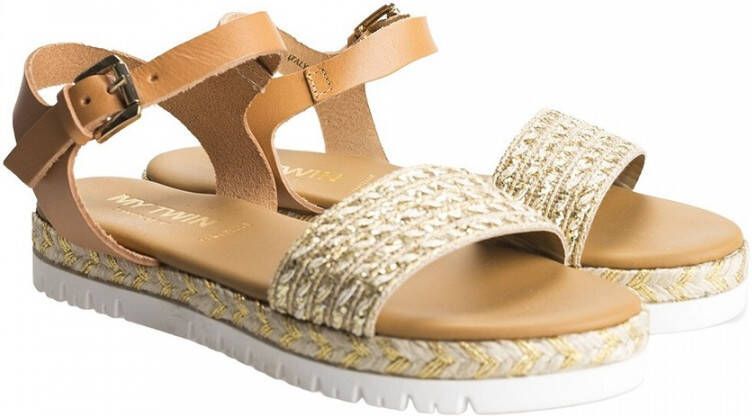 Twinset Glitter Enkelband Sandalen Brown Dames