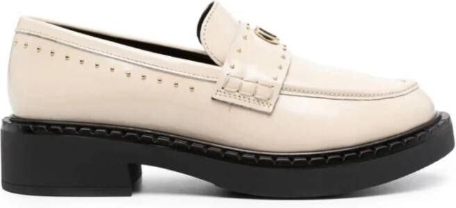 Twinset Studded Leren Loafers Beige Dames