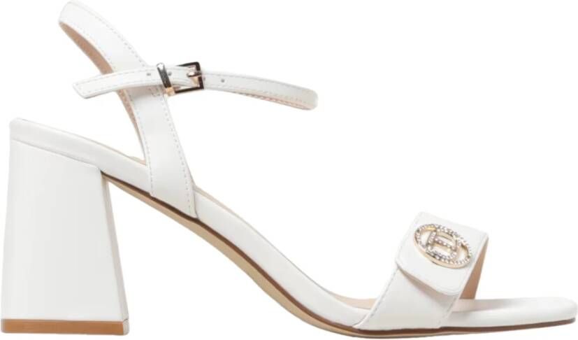 Twinset Witte leren sandalen met T-logo White Dames