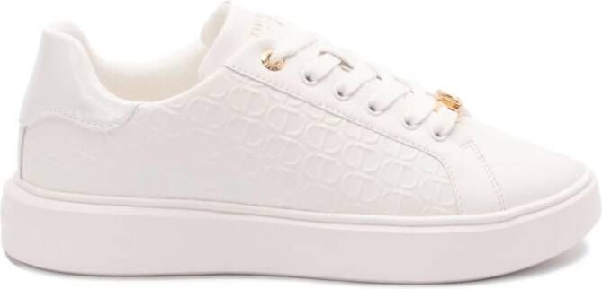 Twinset Witte leren sneakers met 3 cm zool White Dames