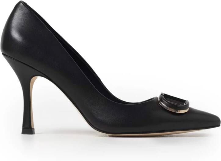 Twinset Zwarte Hak Instap Leren Schoenen Black Dames