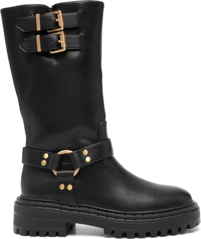 Twinset Zwarte hoge laarzen met stud-detailing Black Dames